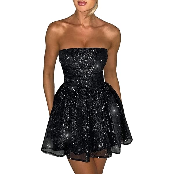 Amazon.com: AIBEARTY Women's Sexy Glitter Off Shoulder Mini Dress